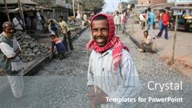  Presentation with construction materials - Audience pleasing slide set consisting of kumrokhali-india-january-12-man backdrop and a  colored foreground