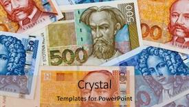  Presentation with croatia - PPT theme consisting of kuna-money-from-croatia background and a coral colored foreground