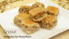  Presentation with sweet pastry - Beautiful PPT theme featuring hand holding wooden airplane model in the sky backdrop and a seafoam green colored foreground