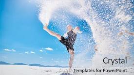  Presentation with sand - Audience pleasing slide deck consisting of kung fu - action shot of man kicking backdrop and a light blue colored foreground