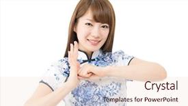  Presentation with traditional chinese funeral - PPT theme having kung fu - beautiful asian woman in traditional background and a lemonade colored foreground