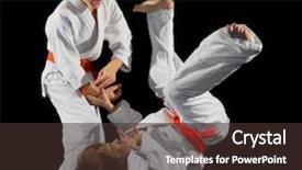  Presentation with martial arts - Audience pleasing presentation theme consisting of kung fu - boys martial arts fighters isolated backdrop and a tawny brown colored foreground