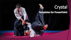 Presentation with fighters - PPT theme having kung fu - fight between two aikido fighters background and a black colored foreground