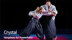  Presentation with aikido - Beautiful PPT layouts featuring kung fu - fight between two aikido fighters backdrop and a wine colored foreground