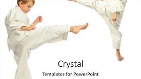  Presentation with karate - Amazing theme having kung fu - karate boys kick by foot backdrop and a white colored foreground