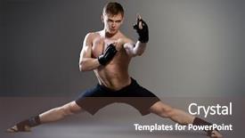  Presentation with martial arts - Slide deck consisting of kung fu - muscular man in sportswear posing background and a tawny brown colored foreground