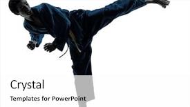  Presentation with martial arts - Colorful slide deck enhanced with kung fu - one asian young man exercising backdrop and a white colored foreground