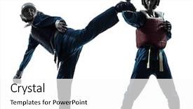  Presentation with martial arts - Presentation design with kung fu - one causasian man exercising martial background and a white colored foreground