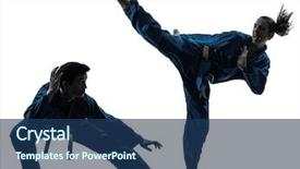  Presentation with man woman - Colorful slides enhanced with kung fu - one man woman couple exercising backdrop and a ocean colored foreground