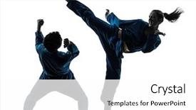  Presentation with martial arts - Amazing presentation theme having kung fu - one man woman couple exercising backdrop and a white colored foreground