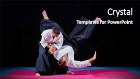  Presentation with martial arts - PPT layouts consisting of kung fu - two martial arts fighters background and a black colored foreground