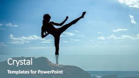  Presentation with karate - Amazing presentation theme having kung fu - young girl training karate backdrop and a light blue colored foreground