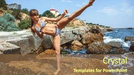  Presentation with medical simulation training - Presentation design featuring kung fu - young girl training karate background and a tawny brown colored foreground