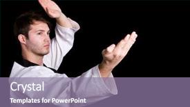  Presentation with martial arts - Theme enhanced with kung fu - young man practicing martial arts background and a coral colored foreground