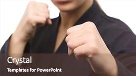  Presentation with black woman - Presentation consisting of kung fu - young woman in black kimono background and a tawny brown colored foreground