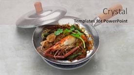  Presentation with thai - Beautiful presentation design featuring kung-op-wun-sen-thai backdrop and a light gray colored foreground