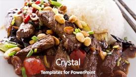  Presentation with beef - Colorful slide deck enhanced with kung pao beef with rice backdrop and a tawny brown colored foreground