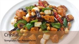  Presentation with chinese food - Theme with kung pao chicken chinese food background and a red colored foreground