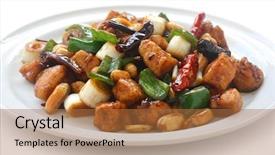  Presentation with chinese food - PPT theme consisting of kung pao chicken chinese food background and a red colored foreground