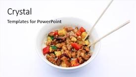  Presentation with food chicken - Slide deck having kung pao chicken white ceramic background and a white colored foreground