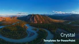  Presentation with river - Presentation theme consisting of kurai-steppe-and-chuya-river background and a tawny brown colored foreground