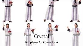  Presentation with arabic music arab man playing - Presentation design consisting of arab man with koran isolated background and a white colored foreground