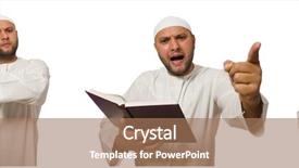  Presentation with arab - Slides consisting of race god - concept with arab man isolated background and a coral colored foreground
