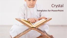  Presentation with happy kids - Beautiful presentation theme featuring happy kids reading koran backdrop and a lemonade colored foreground