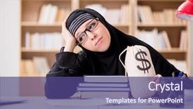  Presentation with hijab - Theme featuring casy study - muslim girl in hijab studying background and a lemonade colored foreground