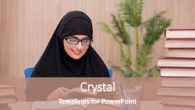  Presentation with test exam student - Presentation with middle mood - woman muslim student preparing background and a coral colored foreground