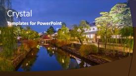  Presentation with japan - Presentation theme enhanced with kurashiki-okayama-japan-old-town background and a teal colored foreground