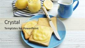  Presentation with lemon - PPT layouts with pudding blue background healthy - composition with fresh toasts background and a yellow colored foreground
