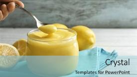  Presentation with lemon - Amazing slide set having foods jars - woman taking lemon curd backdrop and a light blue colored foreground