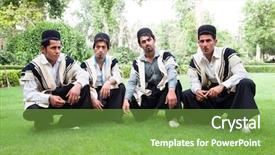  Presentation with old men - Theme having traditional dressed iranian men posing background and a soft green colored foreground