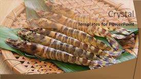  Presentation with japanese - Presentation design enhanced with kuruma-prawns-on-a-bamboo background and a coral colored foreground