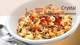  Presentation with egyptian - Slide set with kushari koshari egyptian food background and a coral colored foreground