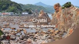  Presentation with japan - Presentation having kushimoto-wakayama-prefecture-japan-coastline background and a coral colored foreground