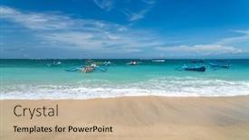  Presentation with indonesia - Audience pleasing slides consisting of kuta-beach-in-bali-indonesia backdrop and a coral colored foreground