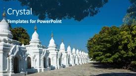  Presentation with book - Colorful slide set enhanced with kuthodaw-pagoda-contain-worlds backdrop and a ocean colored foreground