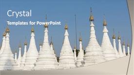  Presentation with caves - Presentation theme consisting of kuthodaw-pagoda-contains-the-worlds background and a teal colored foreground