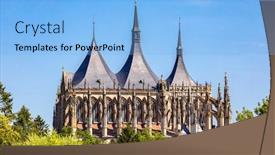  Presentation with kutna hora - Audience pleasing theme consisting of kutna-hora-st-barbara-cathedral backdrop and a light blue colored foreground
