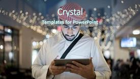  Presentation with night city - Amazing PPT layouts having kuwait - arab men with tablet backdrop and a ocean colored foreground