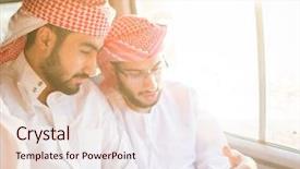  Presentation with virile young men - Slide set featuring kuwait - arab young men traveling background and a lemonade colored foreground