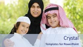  Presentation with arabic - Presentation having kuwait - arabic boys with mother background and a sky blue colored foreground