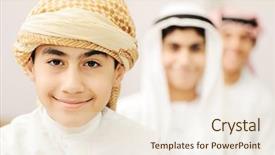  Presentation with arabic children - Audience pleasing theme consisting of kuwait - arabic children in school classroom backdrop and a sky blue colored foreground