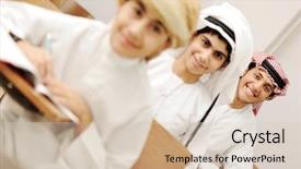  Presentation with arabic children - Slide deck consisting of kuwait - arabic children in school classroom background and a lemonade colored foreground