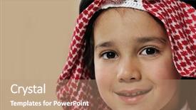  Presentation with kuwait - Presentation design having kuwait - cute arabian kid portrait background and a coral colored foreground