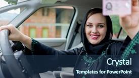  Presentation with woman muslim - Theme having kuwait - happy muslim woman driving car background and a ocean colored foreground
