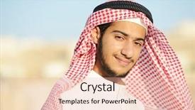  Presentation with eastern - Audience pleasing PPT theme consisting of kuwait - positive middle eastern young guy backdrop and a lemonade colored foreground