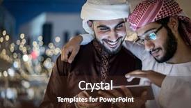  Presentation with arab - PPT layouts with kuwait - two arab men with tablet background and a wine colored foreground